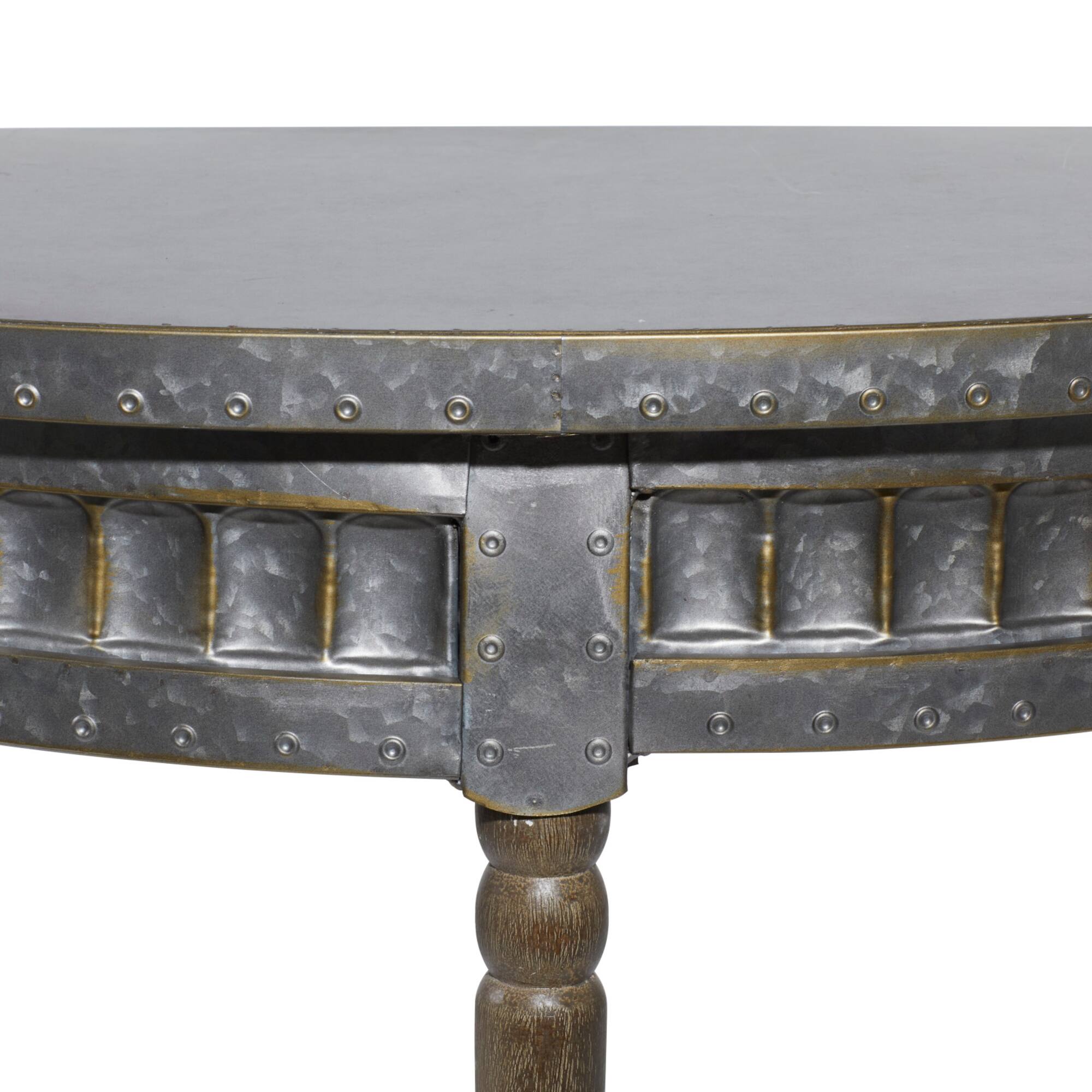 36" Beige Farmhouse Metal Console Table